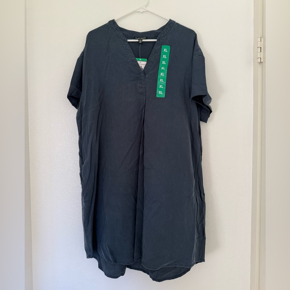 Hilary Radley Navy V-Neck Dress